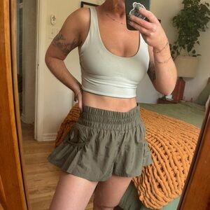 Free People Movement Get Your Flirt On Shorts in Army Green